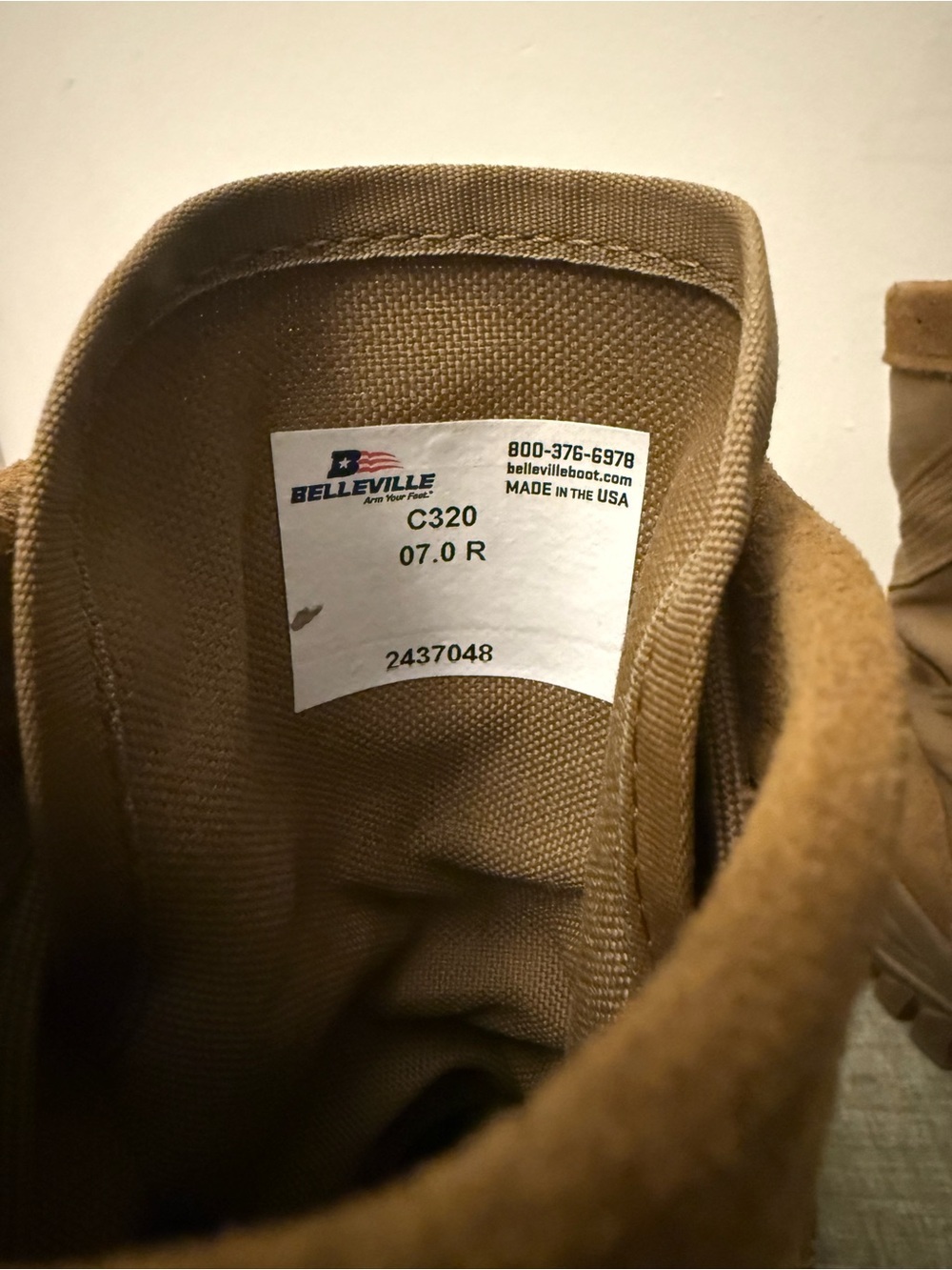 Belleville C320 Hot Weather Coyote Brown Military Combat Boots Men’s Size 7R US - Picture 6 of 7